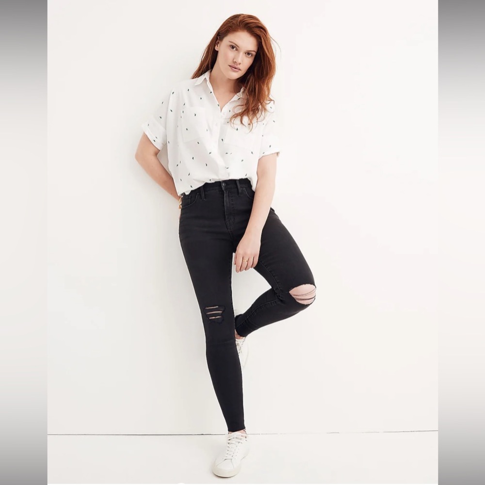 Madewell Tall 9" Mid-Rise Skinny Jeans in Black Sea 30 Tall